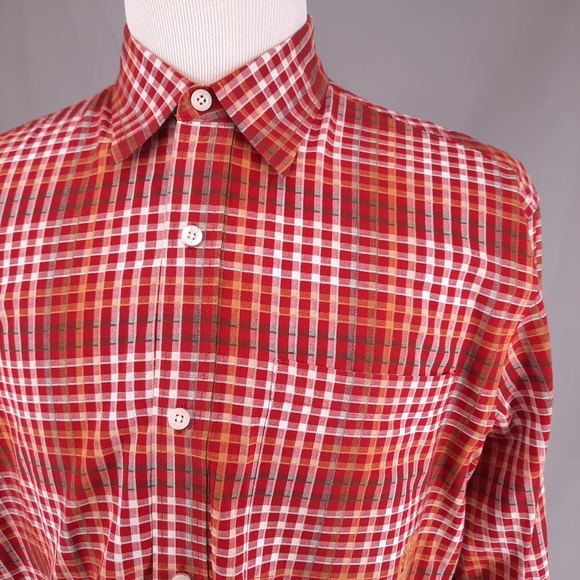 Timberland Plaid Shirt Men's Size Large Outdoors Logo Button Down Long Sleeve - Picture 2 of 12